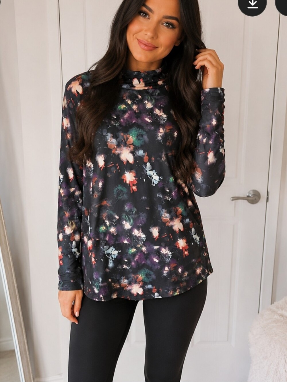 NWT, NINE WEST Dark Floral Long Sleeve Top, size XL - Picture 1 of 10